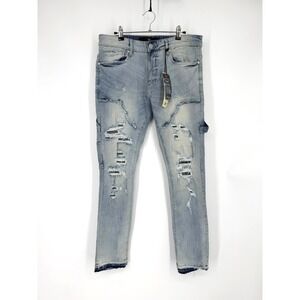 NWT Craig Sean Slim Fit Distressed Ripped Jeans Mens 32x32 Iced White JM3533
